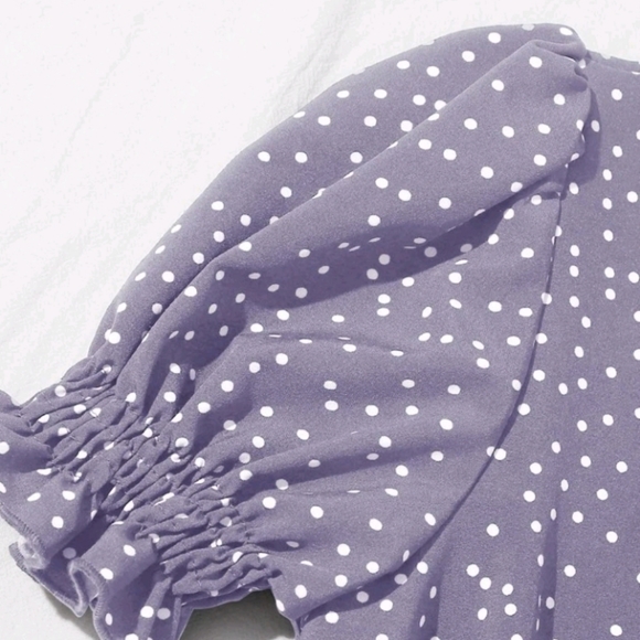 Lavender Lilac Polka Dot Frill Crop top - Picture 4 of 4